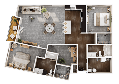Floor plan for 2 beds, 2 baths, 1475 sqft